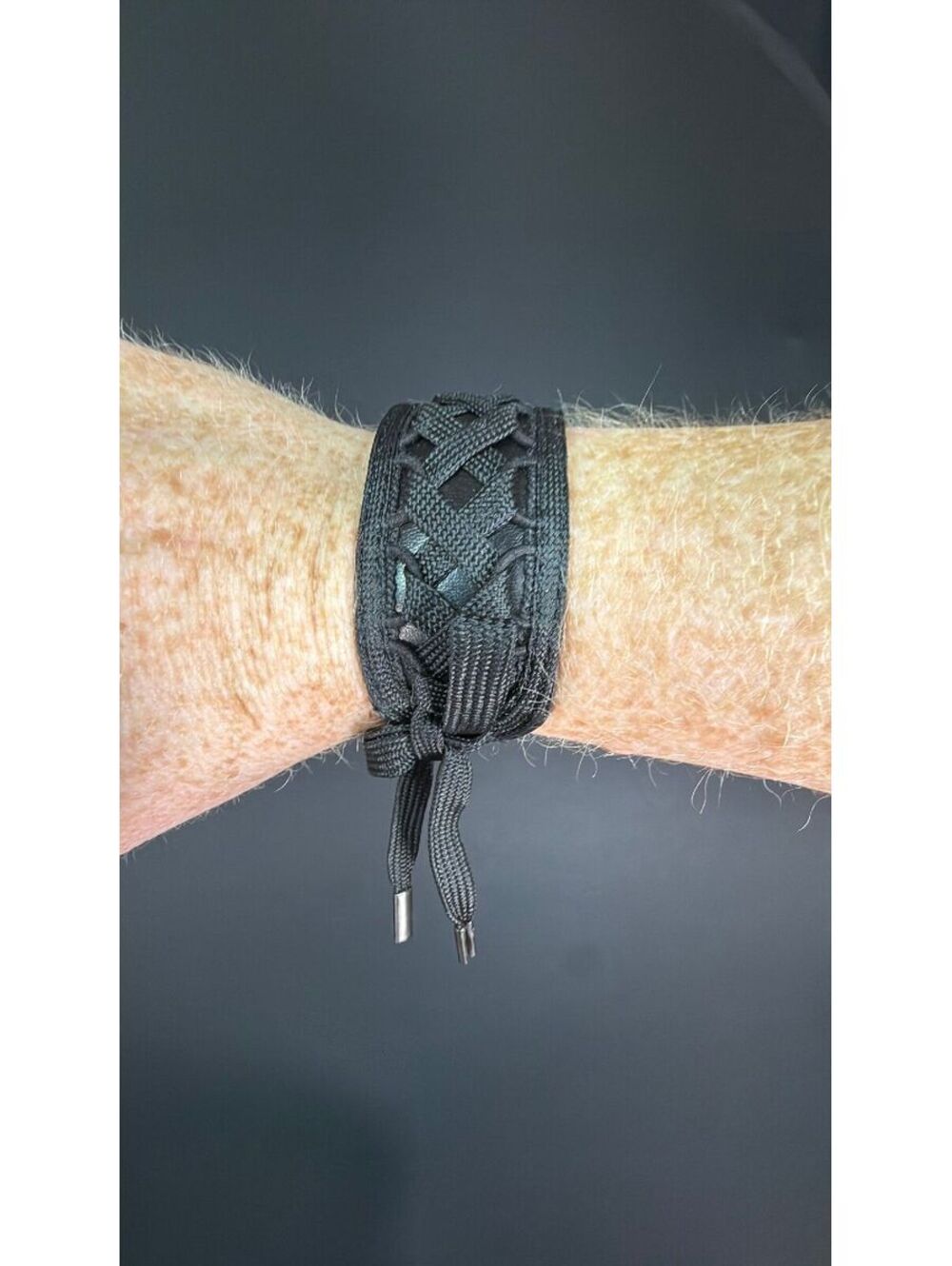 Christian Dior Black Leather Laced Velcro Bracelet